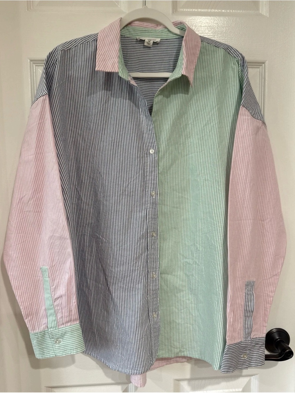 beachlunchlounge XL Long Sleeve Button Up Cotton Shirt Multicolor Striped - NOTE